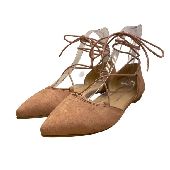 Chinese Laundry Women’s Pink Blush Faux Suede Lace-Up Pointed-Toe Flats Size 8.5 - Picture 3 of 8